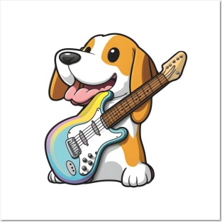 Cute Beagle Electric Guitar Posters and Art